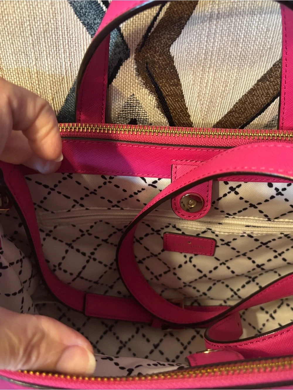 New Kate spade Hot Pink Saffiano Leather Satchel with Gold Hardware